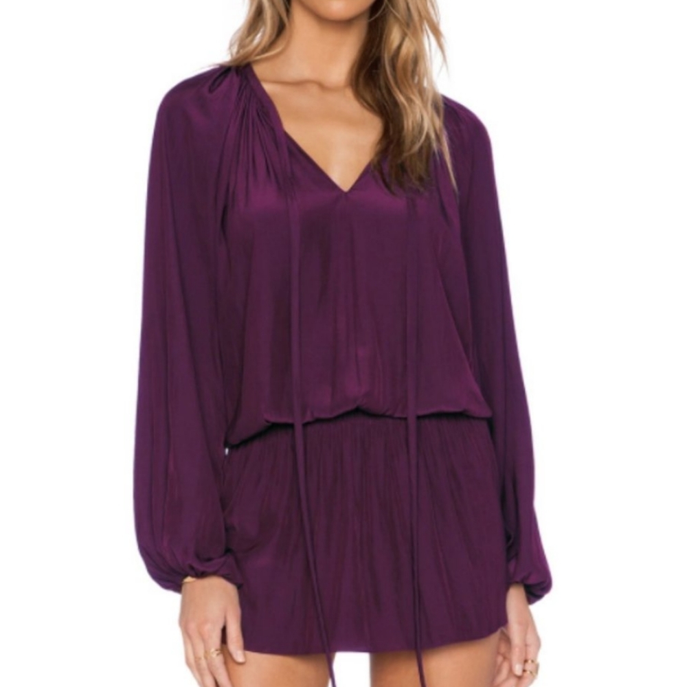 Ramy Brook Plum Purple Long-Sleeve Mini Dress